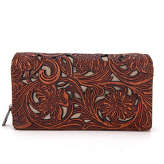 TR188-W010  Trinity Ranch Floral Tooled Collection Wallet