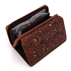 TR188-W010  Trinity Ranch Floral Tooled Collection Wallet