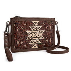 TR190-181  Trinity Ranch  Floral Aztec Tooled Collection Clutch/Crossbody