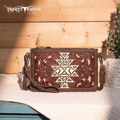 TR190-181  Trinity Ranch  Floral Aztec Tooled Collection Clutch/Crossbody