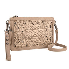 TR190-181  Trinity Ranch  Floral Aztec Tooled Collection Clutch/Crossbody