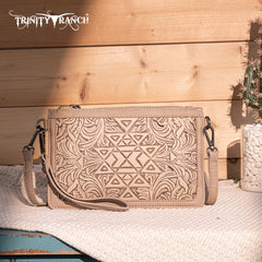 TR190-181  Trinity Ranch  Floral Aztec Tooled Collection Clutch/Crossbody