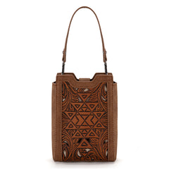 TR190-1821   Trinity Ranch Floral Aztec Tooled Mini Tote/Crossbody