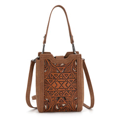 TR190-1821   Trinity Ranch Floral Aztec Tooled Mini Tote/Crossbody