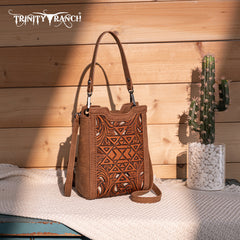 TR190-1821   Trinity Ranch Floral Aztec Tooled Mini Tote/Crossbody