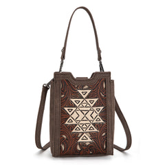 TR190-1821   Trinity Ranch Floral Aztec Tooled Mini Tote/Crossbody