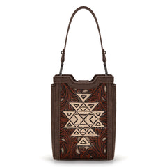 TR190-1821   Trinity Ranch Floral Aztec Tooled Mini Tote/Crossbody