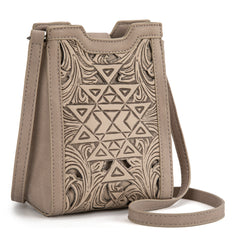 TR190-1821   Trinity Ranch Floral Aztec Tooled Mini Tote/Crossbody