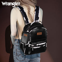 WG102-8603  Wrangler  Cow Print Backpack With Coin Pouch - Black