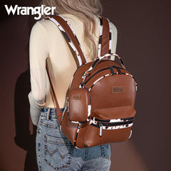 WG102-8603  Wrangler  Cow Print Backpack With Coin Pouch - Brown