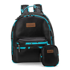 WG102-8603  Wrangler  Cow Print Backpack With Coin Pouch - Turquoise