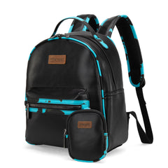 WG102-8603  Wrangler  Cow Print Backpack With Coin Pouch - Turquoise