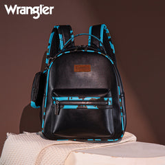 WG102-8603  Wrangler  Cow Print Backpack With Coin Pouch - Turquoise