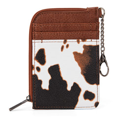 WG102-W005 Wrangler  Wrangler Cow Print  Mini Zip Card Case  Brown