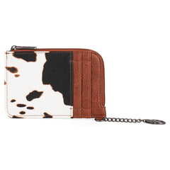 WG102-W005 Wrangler  Wrangler Cow Print  Mini Zip Card Case  Brown