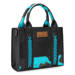 WG102S-8120  Wrangler Cow Print Mini Tote/Crossbody - Turquoise