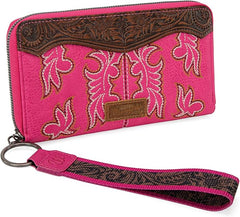 WG110-W006  Wrangler Embroidered Wallet/Wristlet -Hot Pink