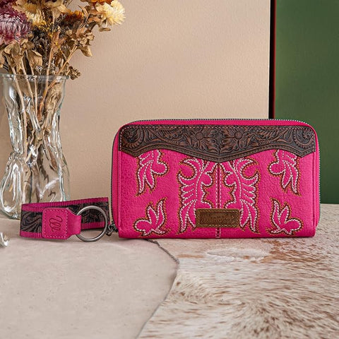 WG110-W006  Wrangler Embroidered Wallet/Wristlet -Hot Pink