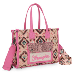 WG130-8120S   Wrangler Southwestern Pattern Dual Sided Print Concealed Carry Tote//Crossbody - Pink