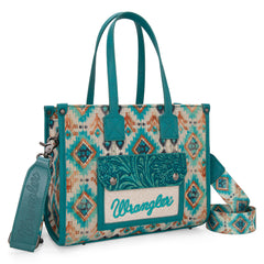 PRE-ORDER WG130-8120S   Wrangler Southwestern Pattern Dual Sided Print Concealed Carry Tote//Crossbody - Turquoise