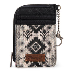 WG130-W005 Wrangler Southwestern Art Print Mini Zip Card Case  - Black