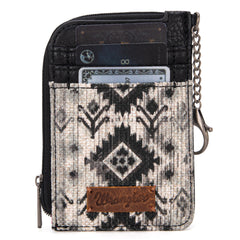 WG130-W005 Wrangler Southwestern Art Print Mini Zip Card Case  - Black