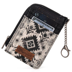 WG130-W005 Wrangler Southwestern Art Print Mini Zip Card Case  - Black