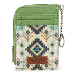 WG130-W005 Wrangler Southwestern Art Print Mini Zip Card Case  - Green