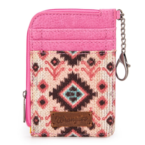 PRE-ORDER WG130-W005 Wrangler Southwestern Art Print Mini Zip Card Case  - Pink