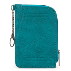 WG130-W005 Wrangler Southwestern Art Print Mini Zip Card Case  - Turquoise