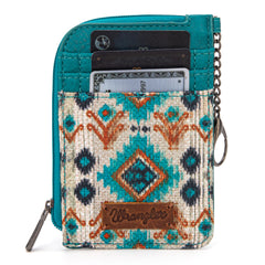 WG130-W005 Wrangler Southwestern Art Print Mini Zip Card Case  - Turquoise