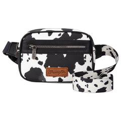 WG133-194  Wrangler Cow  Print Belt-Bag  - Black