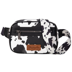 WG133-194  Wrangler Cow  Print Belt-Bag  - Black