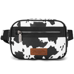 WG133-194  Wrangler Cow  Print Belt-Bag  - Black