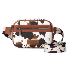 WG133-194  Wrangler Cow  Print Belt-Bag  - Brown