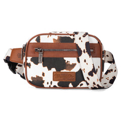 WG133-194  Wrangler Cow  Print Belt-Bag  - Brown