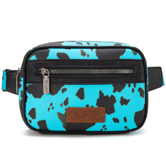 WG133-194  Wrangler Cow  Print Belt-Bag  - Turquoise