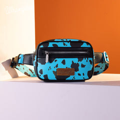 WG133-194  Wrangler Cow  Print Belt-Bag  - Turquoise