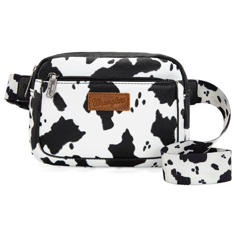 WG133-195  Wrangler Cow  Print Belt-Bag  - Black