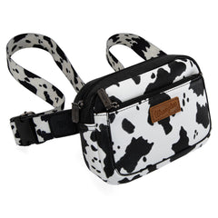 WG133-195  Wrangler Cow  Print Belt-Bag  - Black