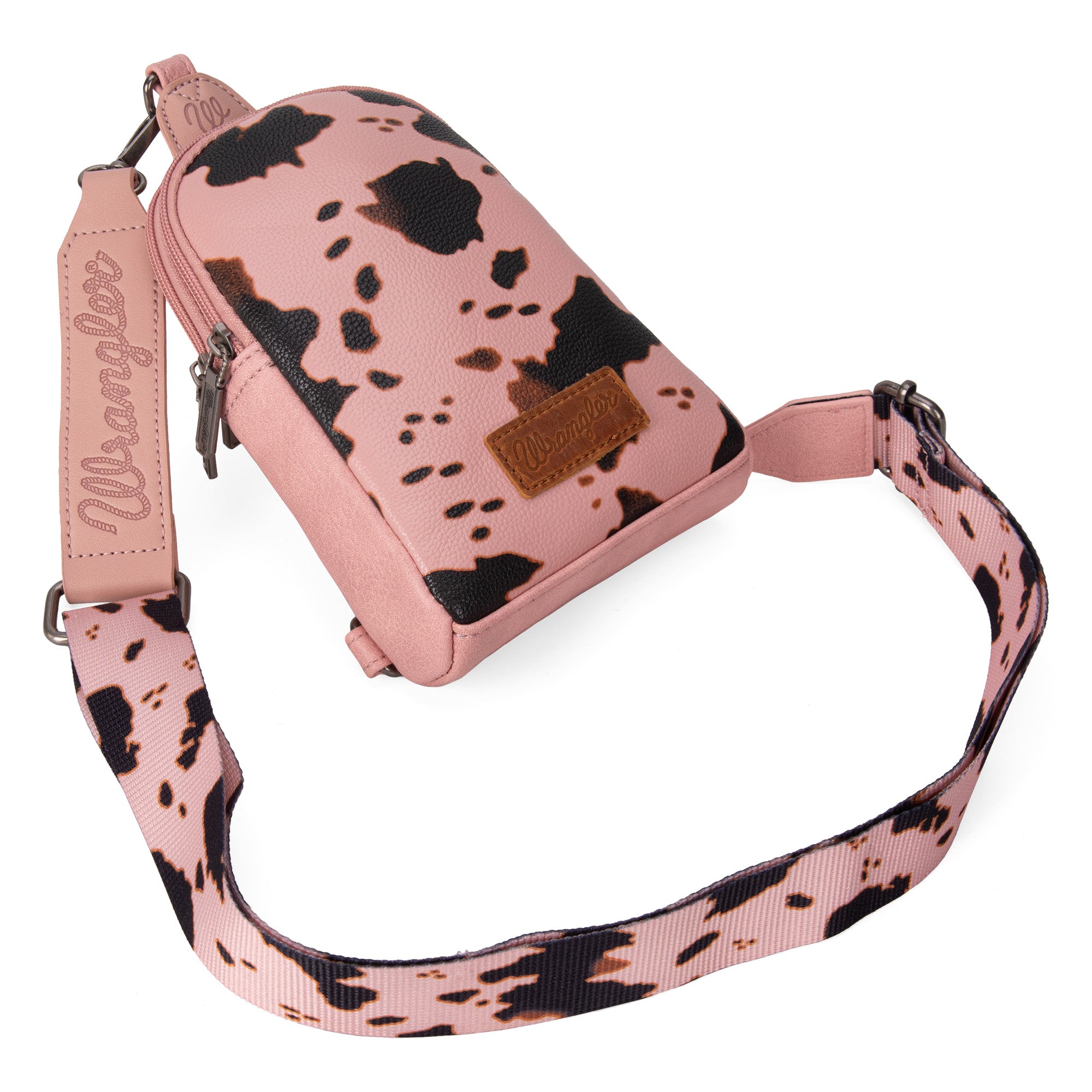 WG133-210 Wrangler Cow Print Crossbody Sling Chest Bag -Pink – MONTANA ...