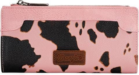 WG133-212 Wrangler Cow Print Bi-Fold Wallet - Pink