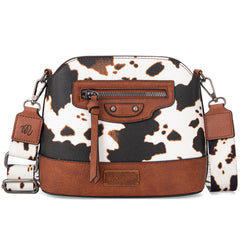 WG133-213  Wrangler Cow Print Crossbody  Bag  - Brown