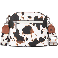 WG133-213  Wrangler Cow Print Crossbody  Bag  - Brown