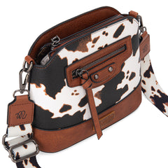 WG133-213  Wrangler Cow Print Crossbody  Bag  - Brown