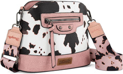 WG133-213  Wrangler Cow Print Crossbody  Bag  - Light Pink