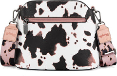 WG133-213  Wrangler Cow Print Crossbody  Bag  - Light Pink