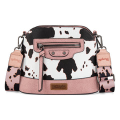 WG133-213  Wrangler Cow Print Crossbody  Bag  - Light Pink