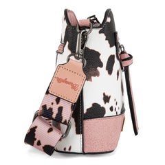 WG133-213  Wrangler Cow Print Crossbody  Bag  - Light Pink