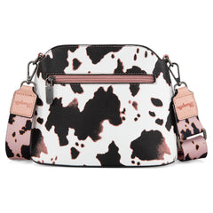 WG133-213  Wrangler Cow Print Crossbody  Bag  - Light Pink